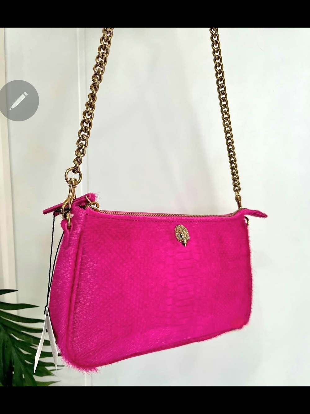 Kurt Geiger Hot Pink Leather Shoulder Bag